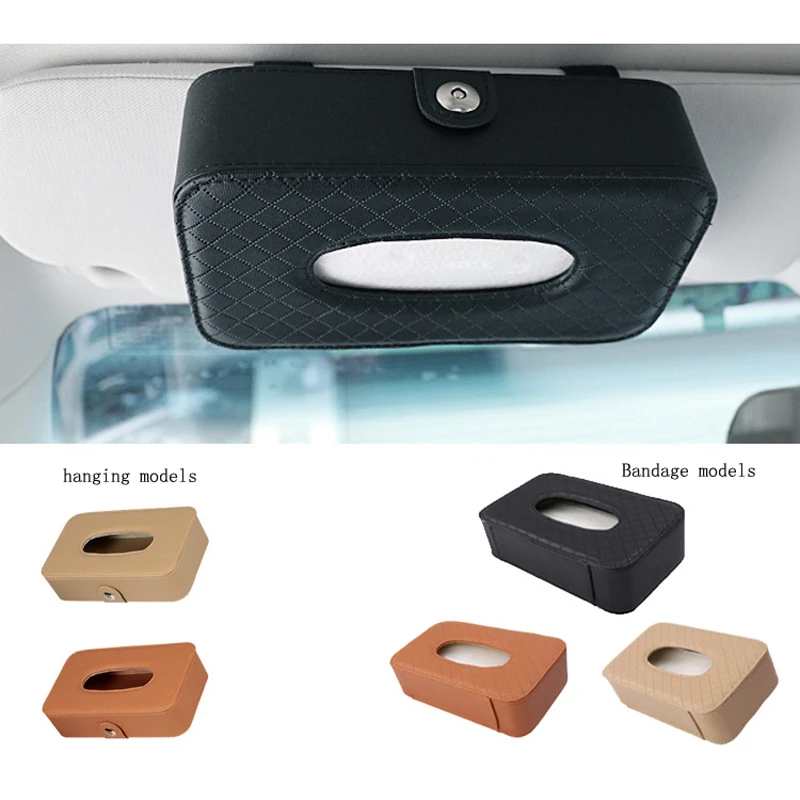 

Car Car Leather Tissue Box, 21*12*6.3cm Car Sunshade Tissue Box, Car Tissue Box, High-grade Leather Car Hanging Belt Drawer