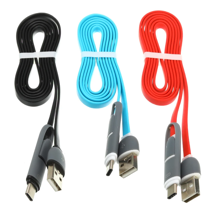 2 в 1 USB кабель мульти Быстрая зарядка микро USB кабель 2 в 1 мобильный телефон usb type C кабель для iPhone samsung Xiaomi