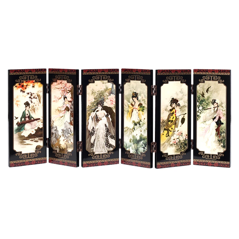 

Antique Office Table Accessories Decoration Chinese Wooden Lacquerware Small Screen Home Table Ornaments Decor Gifts with box