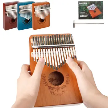 

Kalimba 17 Keys Thumb Piano with Study Instruction and Tune Hammer, Portable Sanza African Wood Finger Piano, Gift for K