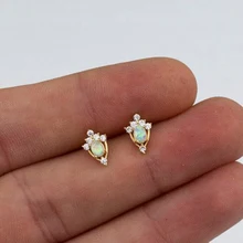 Изящные минималистичные серьги-гвоздики, прозрачный Фианит, Белый огненный опал, камень, Стерлинговое Серебро 925 пробы, мульти пирсинг, милые серьги для девочек