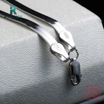 

KASANIER Fashion Blade Chain Necklace Real S925 Sterling Silver Flat Snake Chain With "925" Stamp Men/women Necklace
