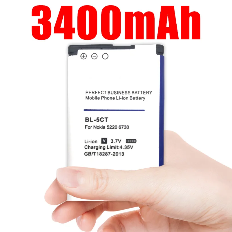 Запасная батарея для телефона 3400 мА/ч BL 5CT BL5CT батареи Nokia 3720 5220 5220XM 6730 6330 6303i C5 02