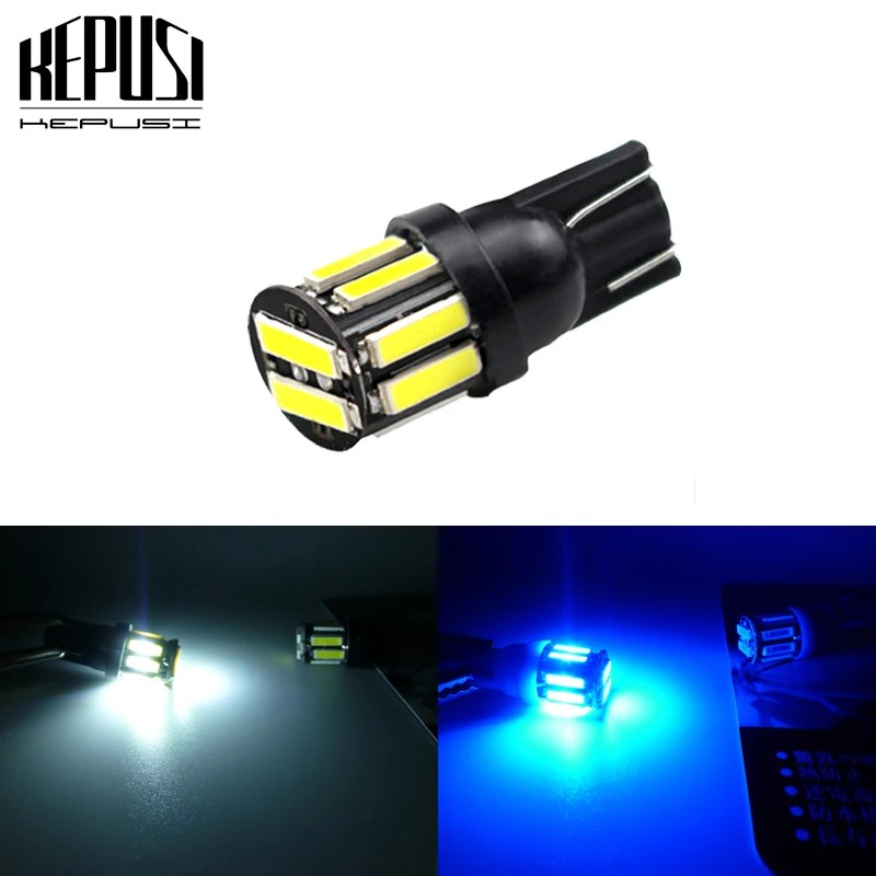

W5W T10 194 LED White 10 SMD 7020 168 Car Clearance Turn Signal Bulb Lighting Width Reading Dome Tail Light DC 12V Blue