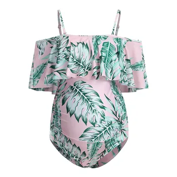 

Maternity Tankinis Women Ruffles Leaf Bikinis Swimsuit Beachwear Pregnant Suit Sexy Beach One Piece Pregnancy Lady Clothes