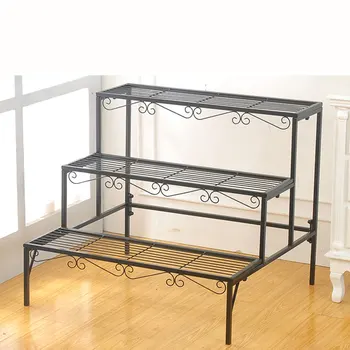 

70 X 60 X 60cm Multilayer European Style Wrought Iron Planter Stand Step Ladder Flowerpot Rack Holder For Balcony Garden