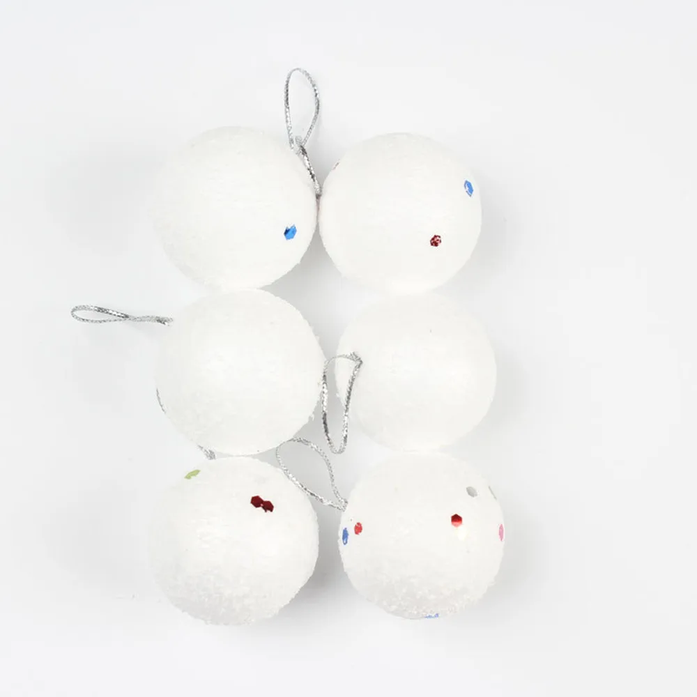 White 6 шт. 3 см рождественские снежные шары из пенопласта вечерние украшения для рождественской елки подвесное украшение рождественская подвеска висячие украшения FC1023 - Цвет: White