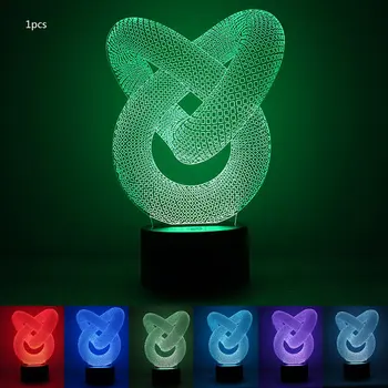

7 Color 3D Night Light Double Ring Night Light Eye Care LED Light Bedside Night Lamp Home Decoration Birthday Gift
