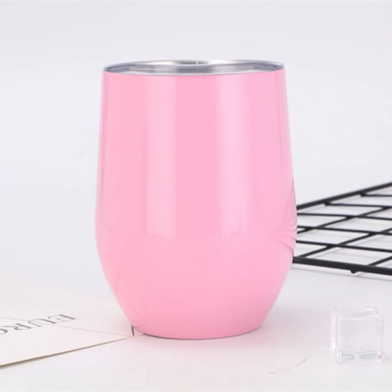 12 унций изоляционная чашка из яичной скорлупы, двойная чашка из нержавеющей стали, кофейная чашка в форме яичной скорлупы, посуда для напитков, горячая распродажа - Цвет: Bright Pink