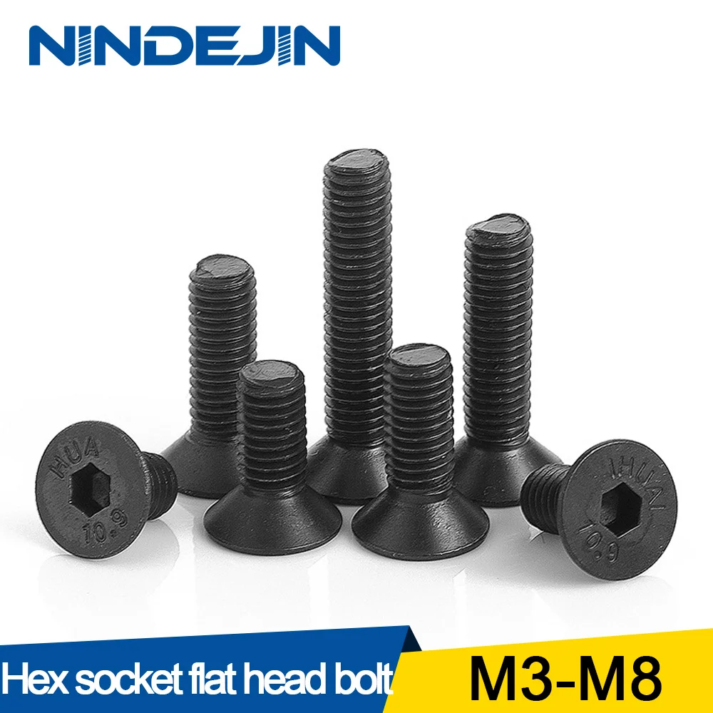 

20/55pcs Hexagon Socket Flat Countersunk Head Screw Carbon Steel M2 M2.5 M3 M4 M5 M6 M8 Hex Socket Bolts Machine Screw DIN7991