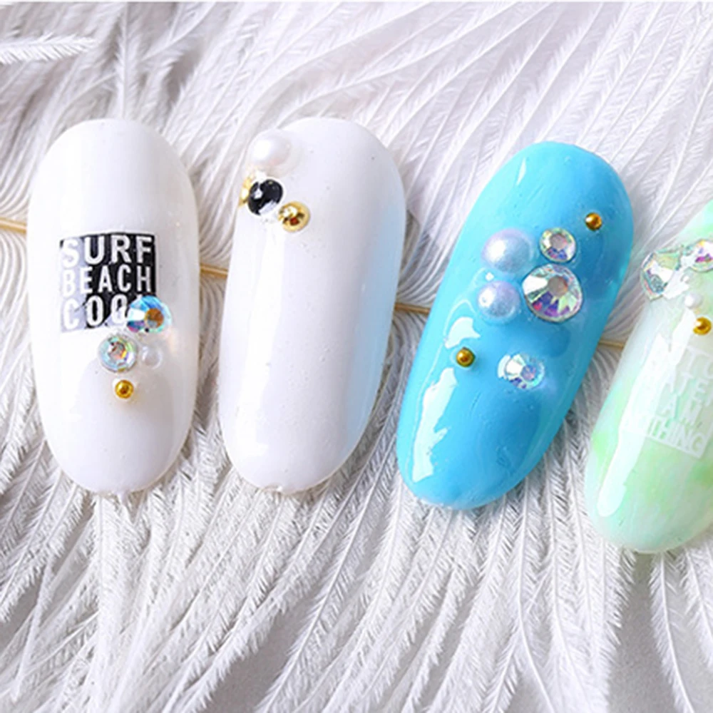 1Box Rivet Nail Studs 3D Nail Art Decoration Gold Silver Circle Star Round Square Triangle Mixed 4