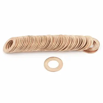 

50 Pcs 24 mm OD 14 mm ID 1.5mm Thick Copper Washer Flat Ring Oil Brake Line Seal