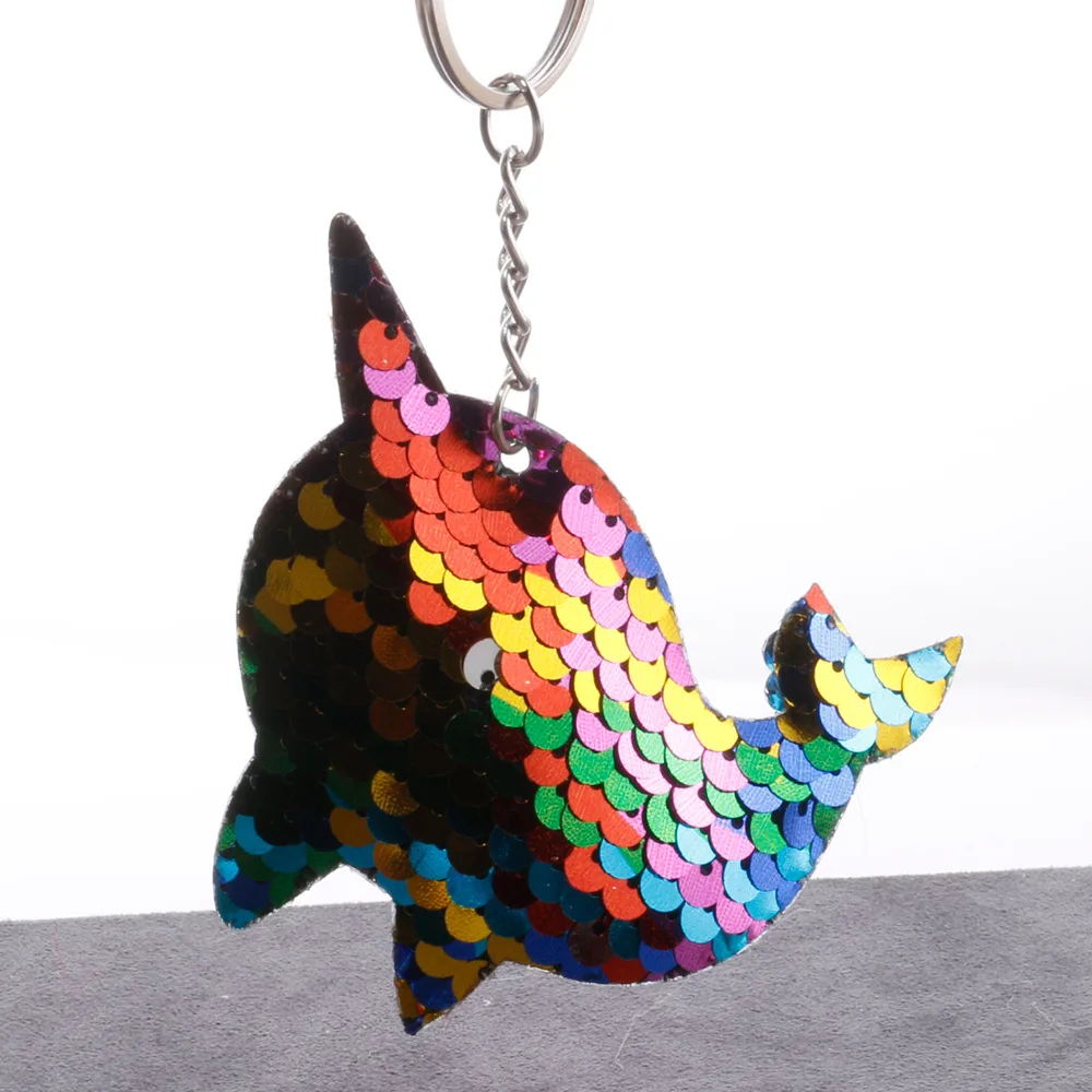 Reflective Bright Surface Dolphin Keychain Oceans Animal Sequin Keychain Bag Car Pendant Garment accessory Accessories