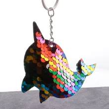 Reflective Bright Surface Dolphin Keychain Oceans Animal Sequin Keychain Bag Car Pendant Garment accessory Accessories