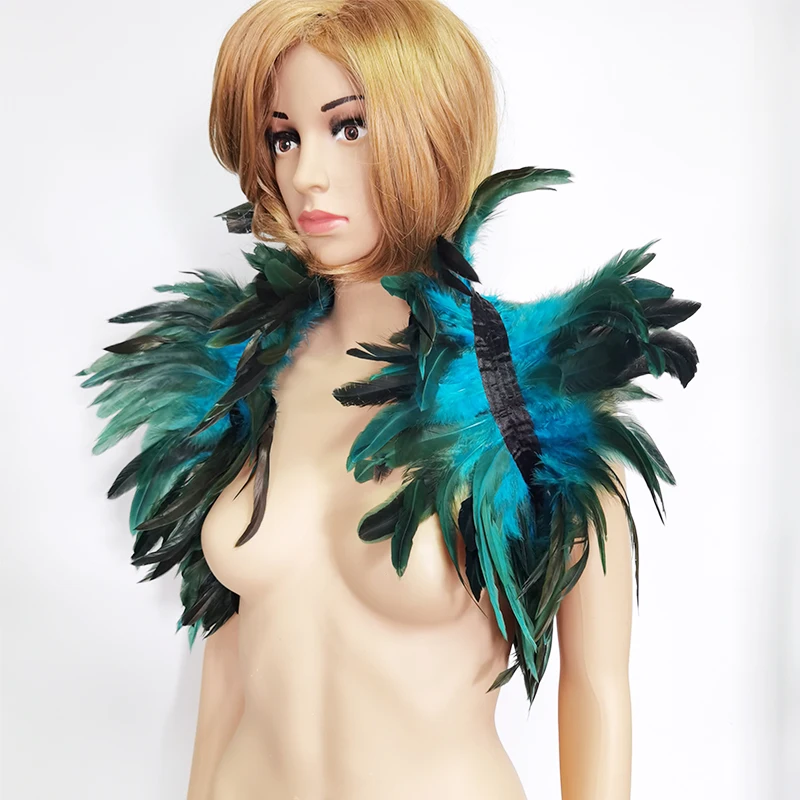 Punk Gothic Feather Shrug Shawl Fake Collar Shoulder Wrap Cape Scarf Halloween Cosplay Rave Party Stage Show Costume |