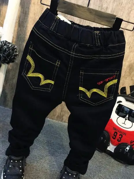 plush jeans Зимний комплект одежды для маленьких мальчиков, комплекты детской одежды, плюшевый свитер для мальчиков+ плюшевая рубашка+ плисовые джинсы, комплекты детской одежды из 3 предметов 2-6Y - Цвет: plush jeans