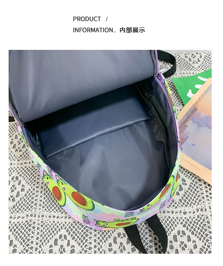 2022 Summer New Avocado Backpack Fashionable Cute Little Fresh Women's Nylon Backpack College Style Teen Girl Student Schoolbag