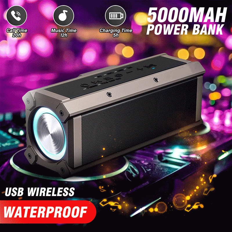 US $76.83 100W Wireless bluetooth Speaker Portable Speaker Soundbar Driver Diaphragm RGB Light Sound Box Outdoor Caixa De Som bluetooth