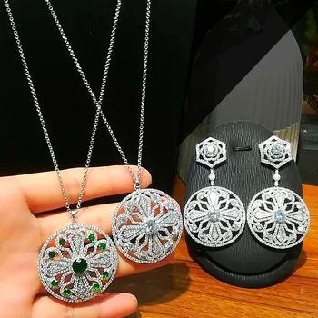

missvikki Gorgeous Romantic Trendy Round Earrings Necklace Bridal Wedding Jewelry Sets Noble Jewelry for Women Jewelry Gift