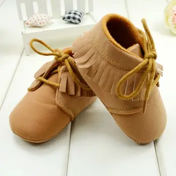 

Baby Boy Girl Moccasins Soft Moccs Shoes Bebe Fringe Soft Soled Non-slip Footwear Crib Shoes PU Suede Leather Shoes