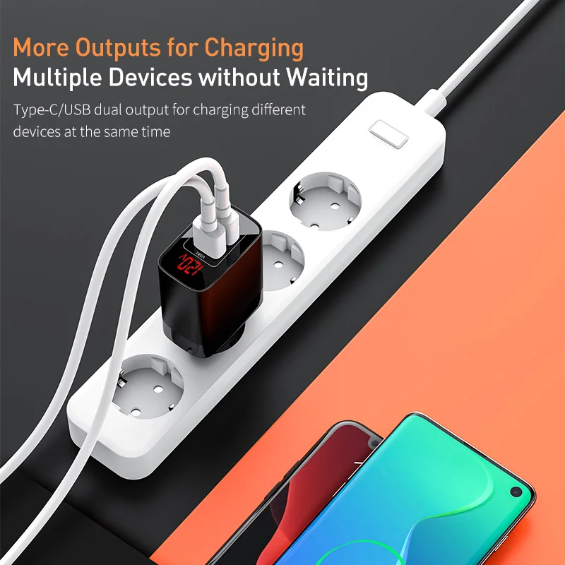 Baseus USB PD зарядное устройство для iPhone 11 Pro XR Xs Max 18 Вт Цифровой дисплей быстрое зарядное устройство Quick Charge 3,0 зарядное устройство для телефона Xiaomi K20