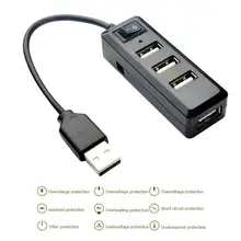 Портативный 480 Мбит/с USB hub-разветвитель 4 порта USB 2,0 Настольный зарядный адаптер гнезда расширения с переключателем для ПК компьютера