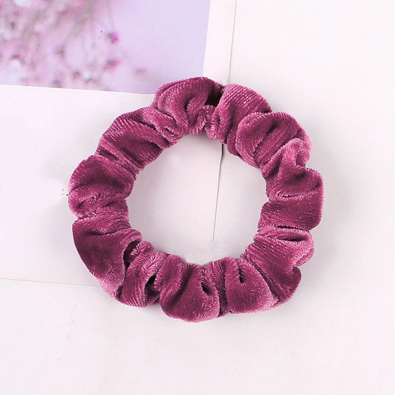 flower hair clips Soft Velvet Hair Scrunchies Elastic Hair Rope Ties Solid Color Ponytail Holder Women Headwear Red White Pink Hair Accessories silver hair clips Hair Accessories