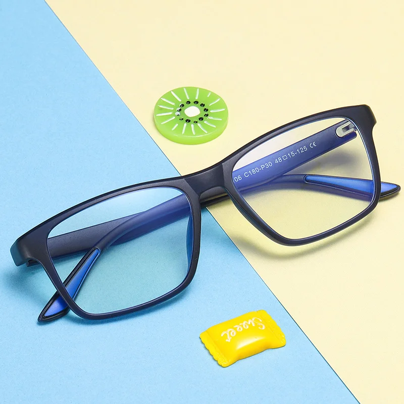 Anti Blue Light Glasses Anti Blue Light Blocking Computer Glasses For Children Kids TR90 Frame Fashion Girls/Boys Square Lenses Bezel PC Gaming Eyewear