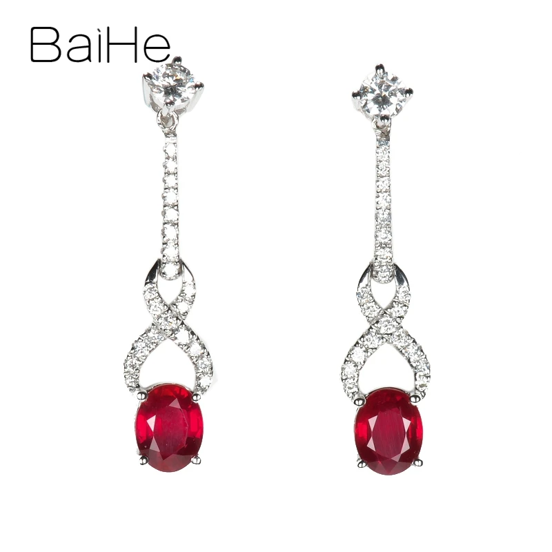 ruby and diamond cluster stud earrings 18ct white gold
