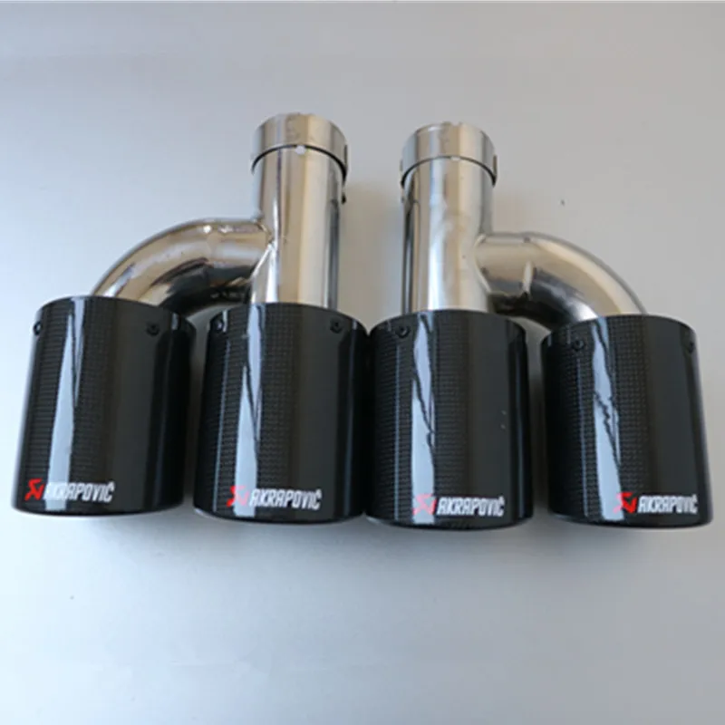 Left+Right) Dual Exhaust Tip for AKRAPOVIC AK carbon fiber tail tip universal quad exhaust pipe tail tip