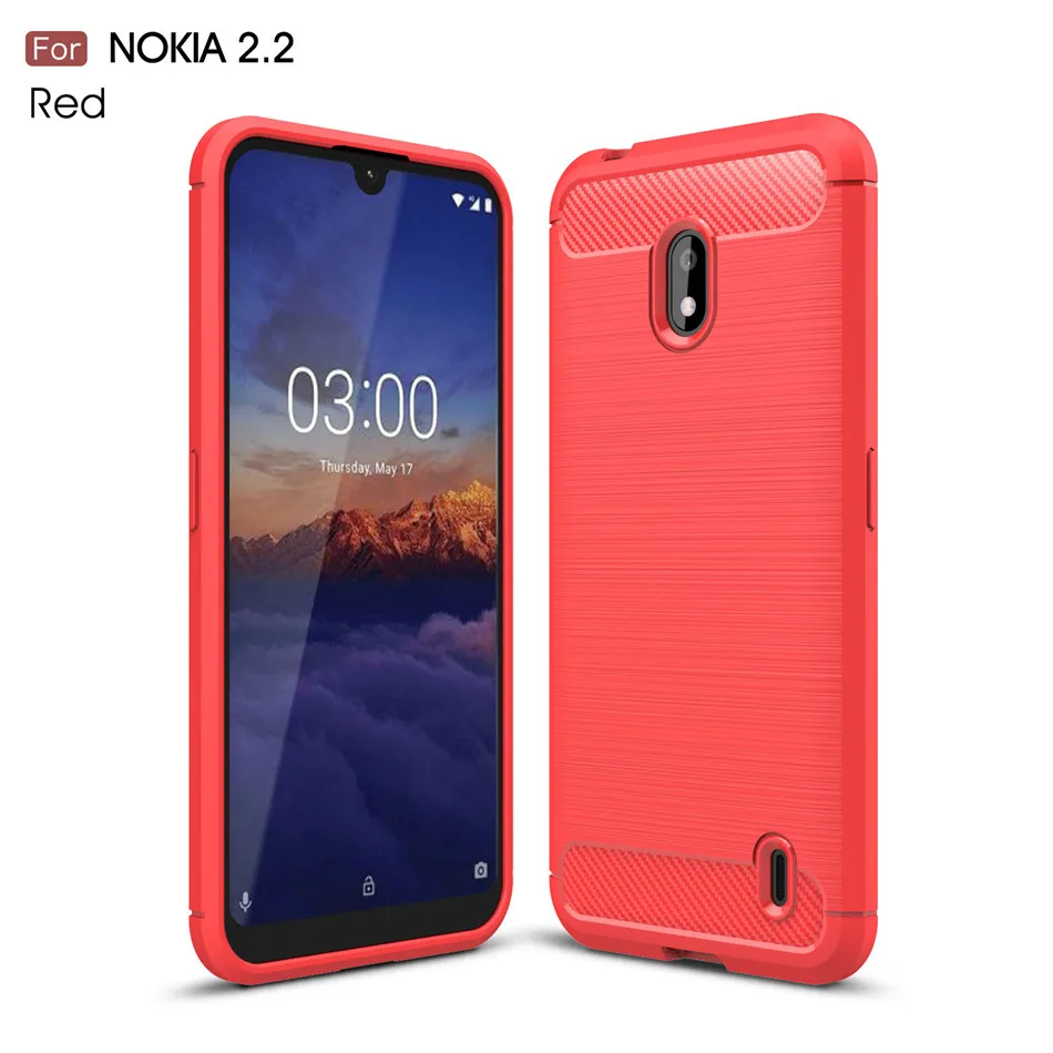 Силиконовый чехол для Nokia 2,2 2 для Nokia 2,1 2V ударопрочный чехол из углеродного волокна TPU для телефона Nokia 2,2 - Цвет: Красный