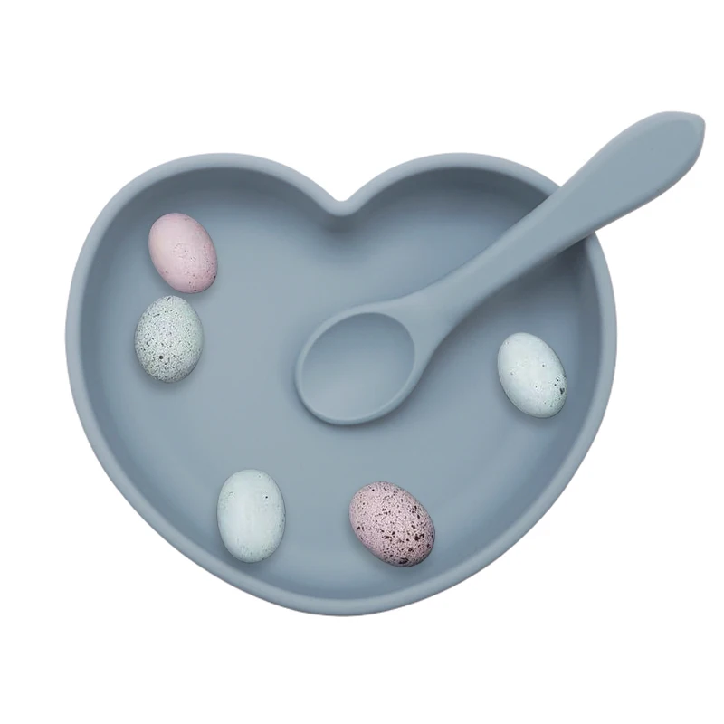 1set Baby Feeding Bowl Baby Dinner Plate Cartoon Love Kids Solid Food Dinnerware With Suction Cup Spoons Children Product 5