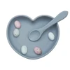 1set Baby Feeding Bowl Baby Dinner Plate Cartoon Love Kids Solid Food Dinnerware With Suction Cup Spoons Children Product 5