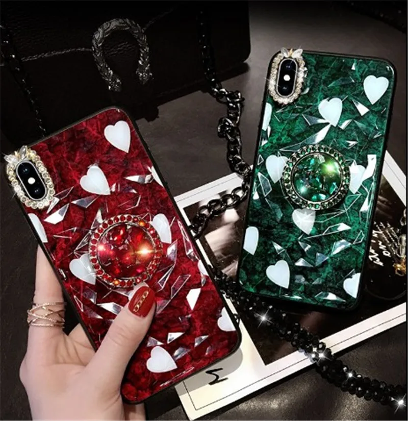 Glitter Love Heart Diamond Soft Case for iphone11 pro XR X XS MAX 6 7 8 PLUS Case Bling Diamond Stand Holder Silicone Cover Capa