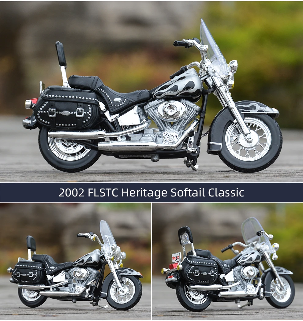 Maisto Modèle Réduit de Moto Harley Davidson 2002 FLSTC Heritage Softail 1/18