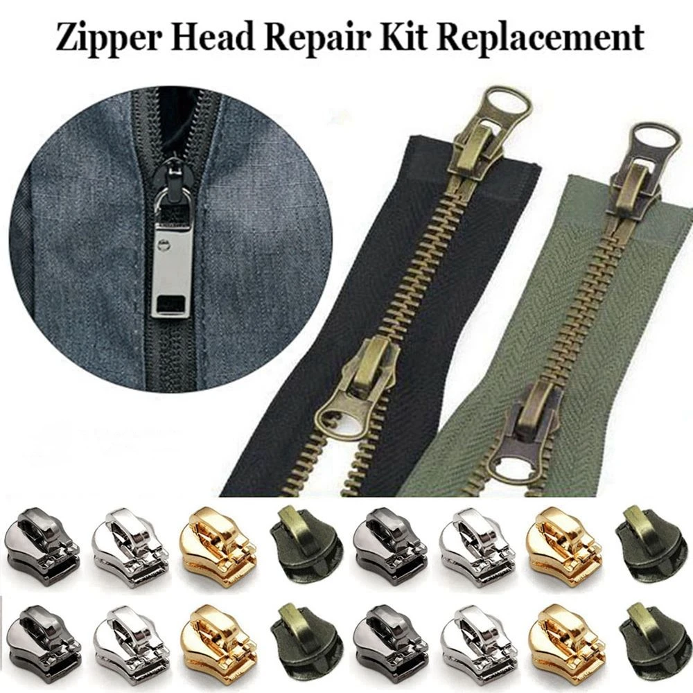 5PCS Universal Instant Fix Zipper Pull Head Repair Kit Replacement Zip Slider Teeth Rescue