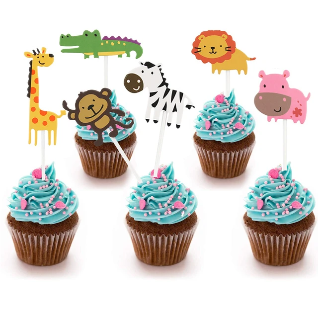 Giraffe Cupcake Toppers for Birthday Party or Baby Shower 12 Count Jungle  Theme, Party Decorations Supplies, Animal, Baby, Picks 