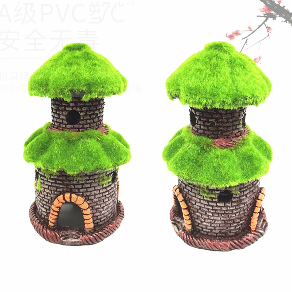 Fish Tank Ornament Aquarium Decorative Retro Chinese Building Reptile Hideaway