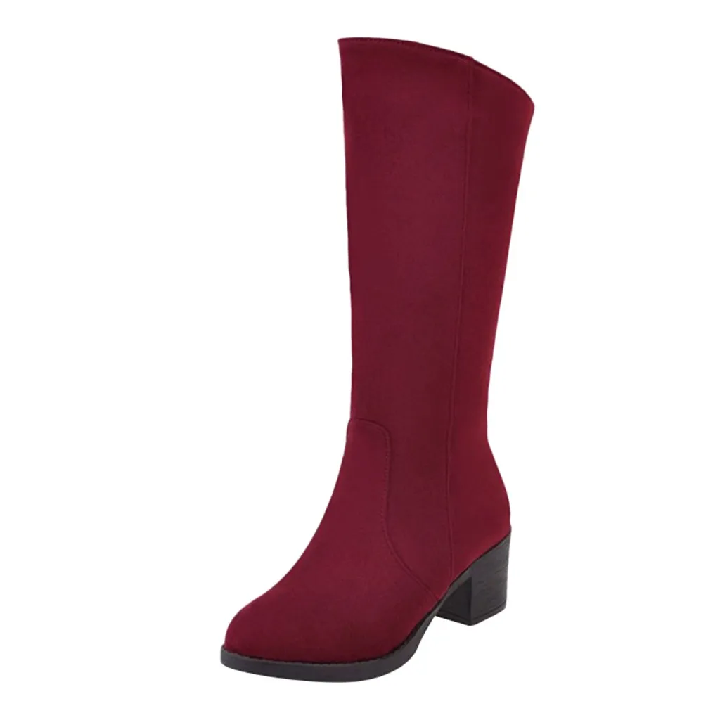 Г. Весенне-зимние новые женские теплые зимние ботинки на толстом высоком каблуке Студенческая обувь больших размеров, ботинки-носки новые женские# O21 - Цвет: Красный
