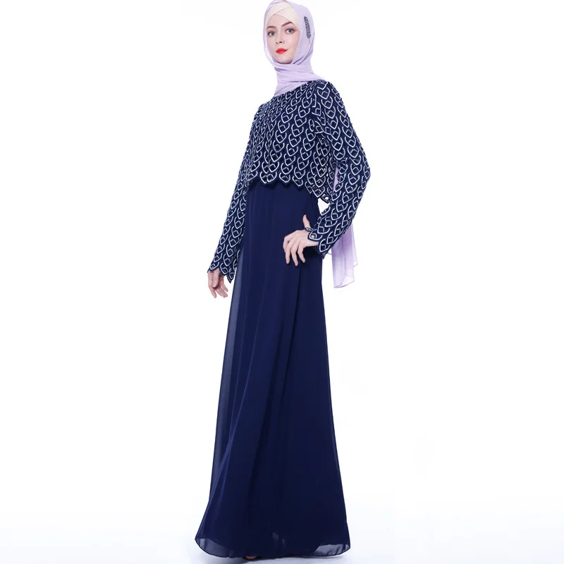 Высококачественное мусульманское кружевное платье abaya Макси кардиган-кимоно с длинными рукавами длинные халаты Jubah Ближний Восток Eid Рамадан исламский