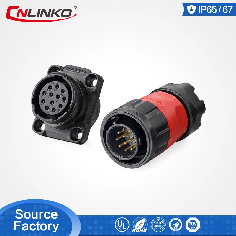 

Cnlinko IP67 plastic waterproof connector 12pin male and female waterproof connector 1/4 bayonet connecting 5A connector