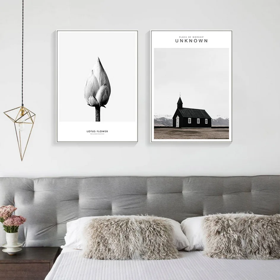 Французский Парижский пейзаж цветы черно белый холст плакат печать