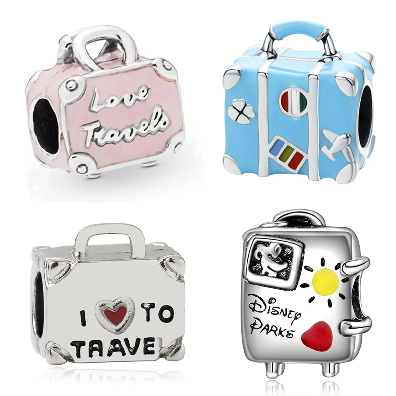 

Cute Suitcase Beads for Jewelry Making Fit Original Pan Charms Bracelet Women Heart Love Travel Bag Trunk Charm DIY Berlpque