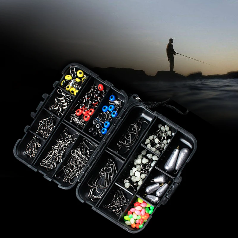 

Tackle Box Fishing Set Fishing Accessories Set Durable Portable Black 177pcs/Set Metal Tools Angling Swivels Clamp Hooks Decoy