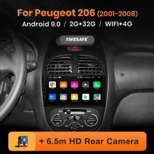 AWESAFE для peugeot 206 2001 2002 2003 2004-2008 Автомобиль Радио Мультимедийный видеоплеер gps без 2din 2 din Android 8,1 2 ГБ+ 32 ГБ