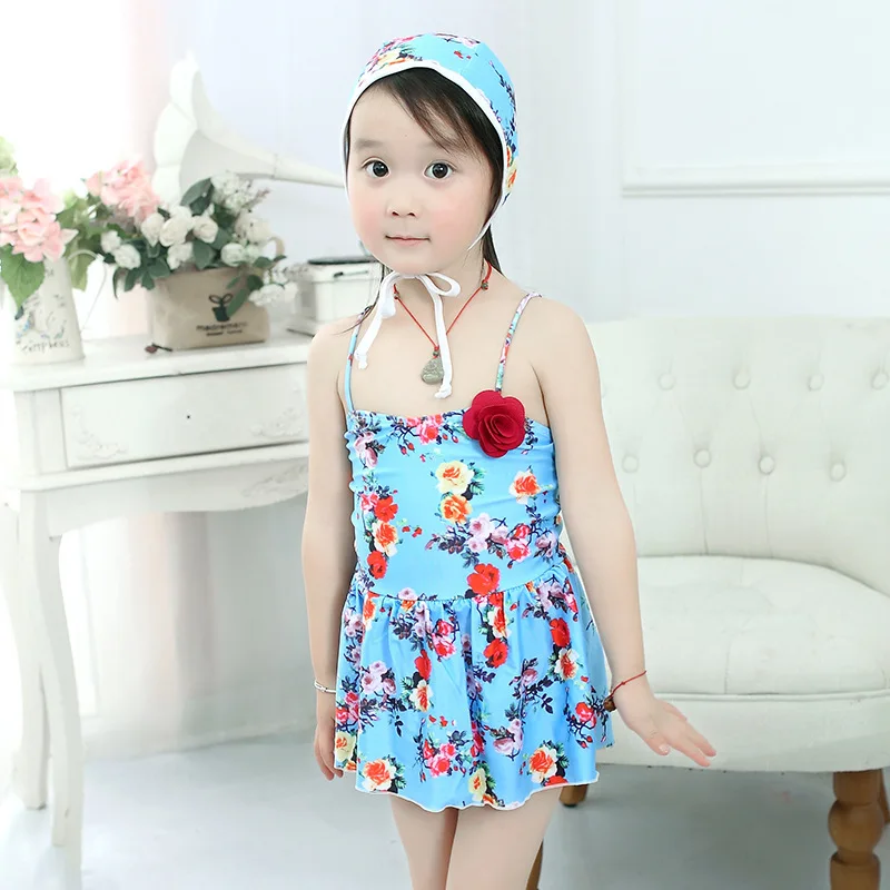 

15-50 Jin 19 Years New Style Infants One-piece Swimming Suit with Hair Band Triangular Middle And Large GIRL'S Swimsuit Nt171901