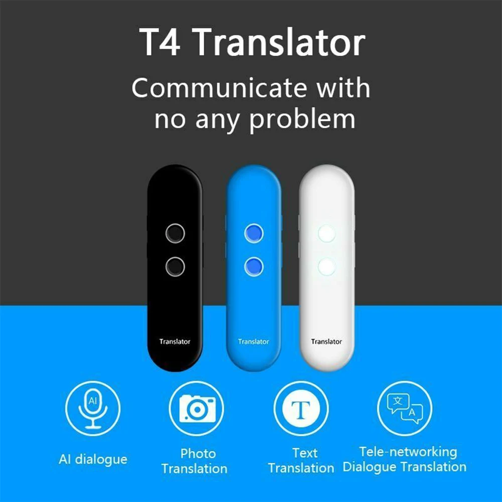 

T4 Intelligent 42 Languages Translator Bluetooth Translator Real-Time Translation Machine Traveling Meeting Voice Translators