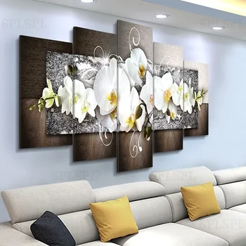 

Modern Wall Art Canvas Painting 5 Pieces Per Set Orchids Flowers Posters Abstract Wall Picture for Living Room Decoration