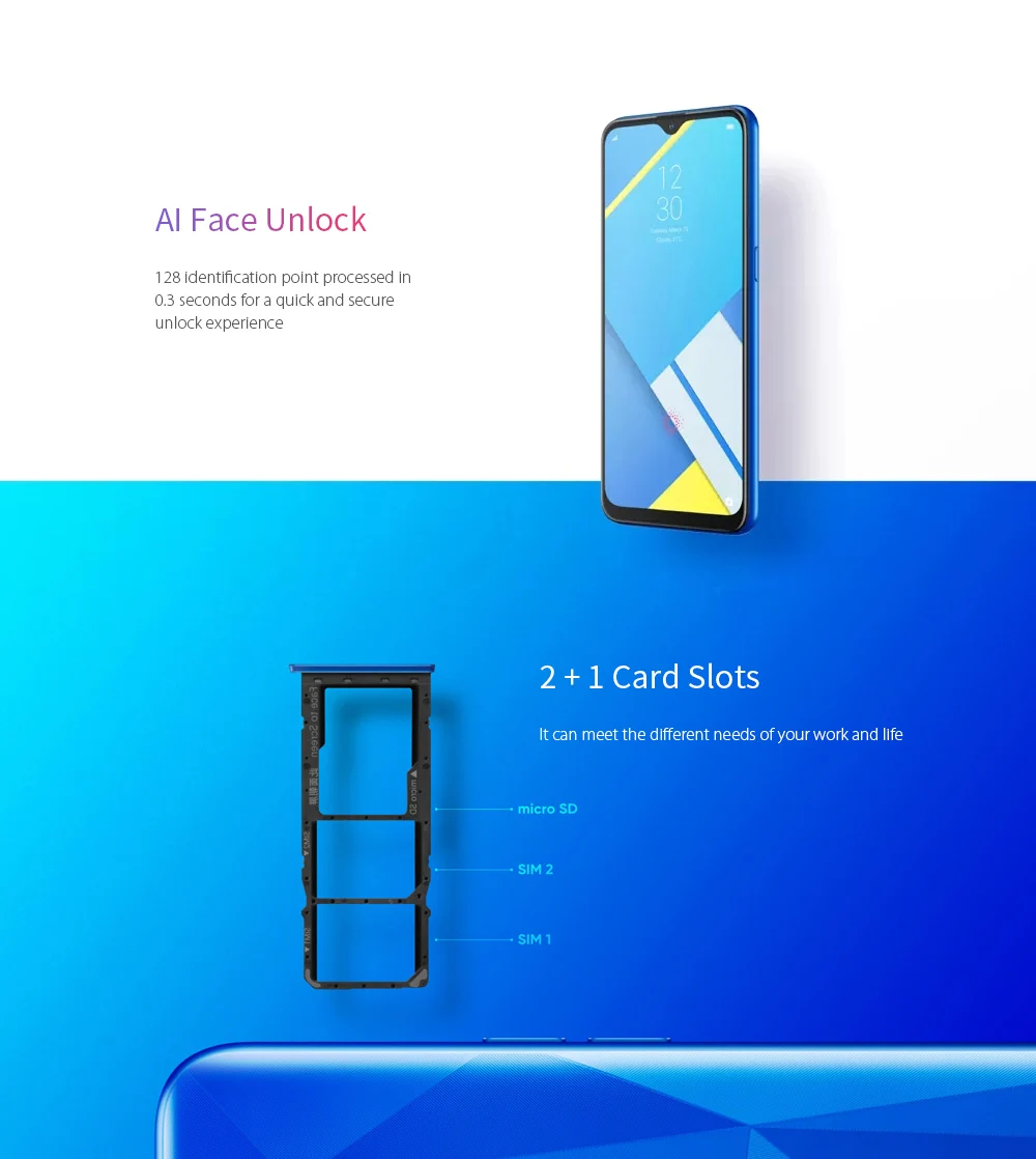 Realme C2 4G смартфон 6,1 дюймов Android 9,0 Helio P22 Восьмиядерный 13.0MP+ 2.0MP 4000 мАч большой экран для распознавания лица Мобильные телефоны