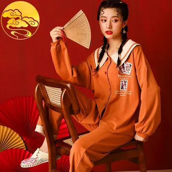 

Autumn Quality 100% Cotton Elegant Women Pajama Sets Traditional Sleepwear Lounge Chinese Style Pajamas Women's Fashion Home Set